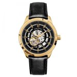 Montre homme pierre lannier automatique acier dor / cuir - jaune