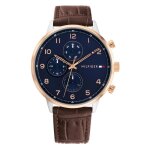 Bracelet cuir et tissu homme - tommy hilfiger - montre tommy hilfiger leonard cuir marron