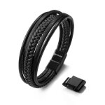Bracelet en cuir v�ritable masculin serasar b002 - 17 noir 17cm cadeau danniversaire parfait pour p�re ...