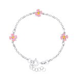 Bracelet enfants - la & arthur - 3 fleurs - argent 925 rhodi - longueur rglable 14 - 165 cm