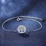 Bracelet femme - arbre de vie - couleur argent - longueur rglable - pendentif 14mm - bote cadeau