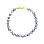 Bracelet - femme - perles de majorque - gris - 6 mm - plaqué or jaune 750 / 1000 - 18 cm Bracelet - femme - perles de majorque - gris - 6 mm - plaqué or jaune 750 / 1000 - 18 cm