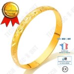 Bracelet femme - gourmette - zircon aaa - plaqu or - motif grav - simple et sophistiqu