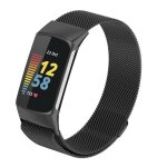 Bracelet compatible avec fitbit charge 5 acier inoxydable metal mesh tiss ajustable magntique sangle ...