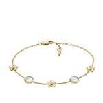 Bracelet - fossil - 240339 - acier jaune - nacre blanche - motif fleur