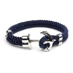 Bracelet homme ancre de bateau fashion vintage personnalit� - bleu marine - argente - 23cm