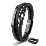 Bracelet homme en cuir serasar b039 - 17 noir bracelet lgant avec fermoir magntique cadeau parfait ...