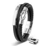 Bracelet homme en cuir serasar b040 - 17 argent bracelet lgant avec fermoir magntique cadeau parfait ...