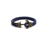 Bracelet homme - insfity - ancre de bateau - nylon et alliage - bleu marine - 23cm