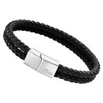 Bracelet - lotus - bracelet homme tressé cuir noir - acier inoxydable - couleur noir et blanc Bracelet - lotus - bracelet homme tressé cuir noir - acier inoxydable - couleur noir et blanc