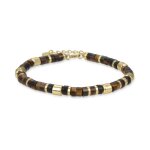 Bracelet - ihun - argent 925 - plaqu� or jaune 18 carats - oeil du tigre - taille unique
