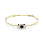 Bracelet - jonc - swarovski - symbolica l - plaqu or - cristaux incolores - jaune
