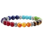 Bracelet - jovivi - 7 chakras - pierre prcieuse - lastique - unisexe
