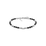 Bracelet - lotus style - urban man - acier - perles noires - design �l�gant