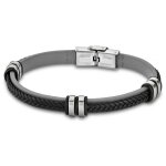 Bracelet - lotus style - urban man ls1829 - 2 - 4 - cuir gris - acier - classique