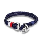 Bracelet marine ancre acier bleu blanc rouge