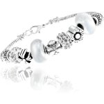 Bracelet mode charm perles orn�s de cristaux swarovski 18cm ( + 3cm de rallonge) argent�