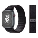 Bracelet en nylon pour apple watchbracelet dehors loopbracelet de montre nike iwatch 9 - black blue(logo) ...