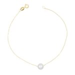 Bracelet or et perle - latelier dazur - femme - maille for�at - perle deau douce