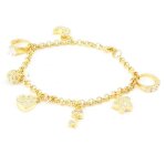 Bracelet plaqu or - les tresors de lily - grigris du bonheur - oxyde de zirconium - femme - dor