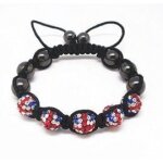 Bracelet shamballa noir 5 perles anglais uk london