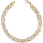 Bracelet tresse trois ors - latelier dazur - or bicolore jaune blanc et rose - 18cm - femme