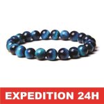 Bracelet yoga - chakra balance - pierre donyx naturel - diffuseur - unisexe - couleur bleu
