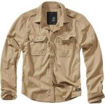 Chemise vintage - brandit - camel - 100% coton - manches longues - col classique Chemise vintage - brandit - camel - 100% coton - manches longues - col classique