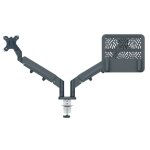 Bras double pour �cran et ordinateur portable - gris - leitz ergo