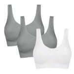 Brassire de sport femme grande taille - marque - lot de 3 - gris2 et blanc - yoga - sans manche - fitness ...