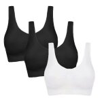 Brassi�re de sport femme grande taille - marque - lot de 3 - noir2 et blanc1 - fitness - yoga - bonne ...
