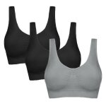 Brassi�re de sport femme grande taille - marque - lot de 3 - sans couture - noir2 et gris1 xh378