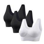 Brassi�re de sport - marque inconnue - grande taille - sans armatures - noir2 et blanc - respirant - ...
