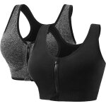 Brassière de sport zippée devant avec coussinets amovibles pour femme - running - blanc / noir - gris ... Brassière de sport zippée devant avec coussinets amovibles pour femme - running - blanc / noir - gris ...