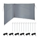 Relaxdays auvent brise - vue camping & plage h x l: 15 x 4 m barres en acier polyester avec sardines ...