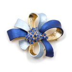 Broche bijoux en mtal et strass bleu 6cmx4. 5xm - rc006027
