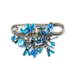 Broche épingle à nourrice 7cm motif fleur et papillon en émail - bleu - rc005689 Broche épingle à nourrice 7cm motif fleur et papillon en émail - bleu - rc005689