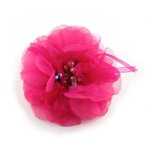 Broche ou pince à cheveux fleur en tissu mousseline 10. 5cm - fuchsia rc007117 Broche ou pince à cheveux fleur en tissu mousseline 10. 5cm - fuchsia rc007117