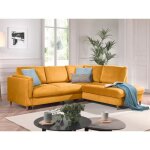 Brooke - canap dangle droit - convertible - 5 places - en velours - jaune