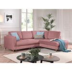Brooke - canap dangle droit - convertible - 5 places - en velours - rose