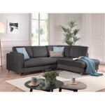 Brooke - canap� dangle droit - convertible - 5 places - en velours - gris fonc�