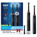 Brosse  dents lectriques oral - b pro 3 3900 - lot de 2 - 2 manches noirs - 3 brossettes - conues ...