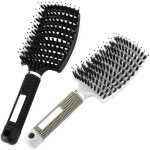 Brosse poil de sanglier - 2 brosses � cheveux en poils de sanglier - d�m�lant cheveux 100% naturel