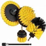Brosse nettoyage perceuse 5 pi�ces brosse pour voiture carrelage tapis baignoire cuisine toilettes jaune ...