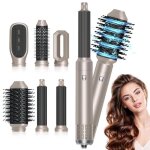 Brosse chauffante 6 en 1 brushing et boucleur a airbrosse lissante chauffante 1200w - 3 tempratures