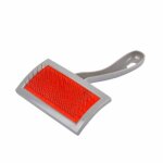 Brosse de toilettage - paris prix - 20cm - picots en inox - gris & rouge - pour chats et chiens