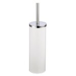 Brosse wc manche en inox et grand pot cylindrique ferm� miami - blanc