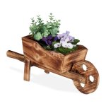 Relaxdays brouette pour plantes bois brl jardin dcoration design vintage hxlxp 19 x 47 x 15cmnature ...