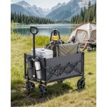 Brouette - songmics - chariot de transport pliable - 4 roues renforc�es dont 2 roues universelles gris ...