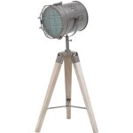 Brubaker - lampadaire / lampe sur pied - design industriel - hauteur 65 cm - tr�pied en bois - spot en ...